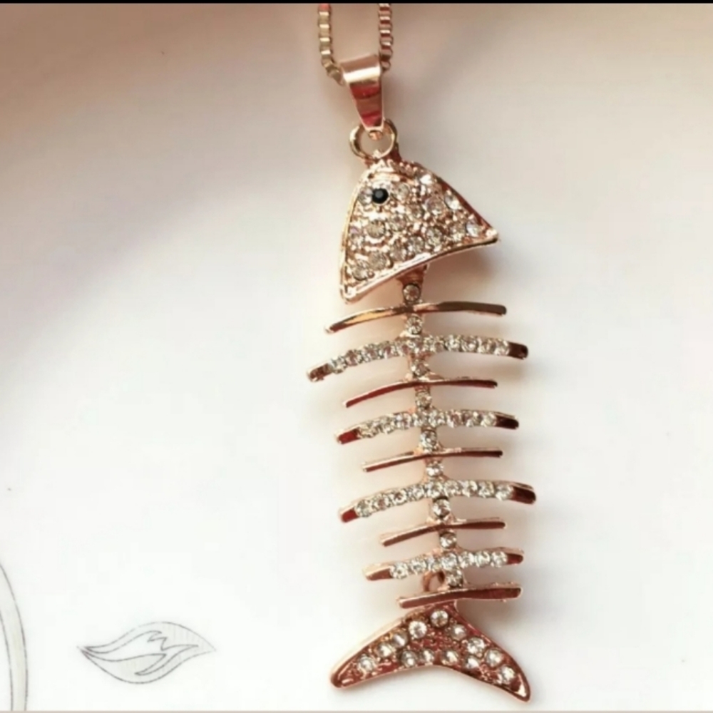 Betsey Johnson Bone Fish Necklace